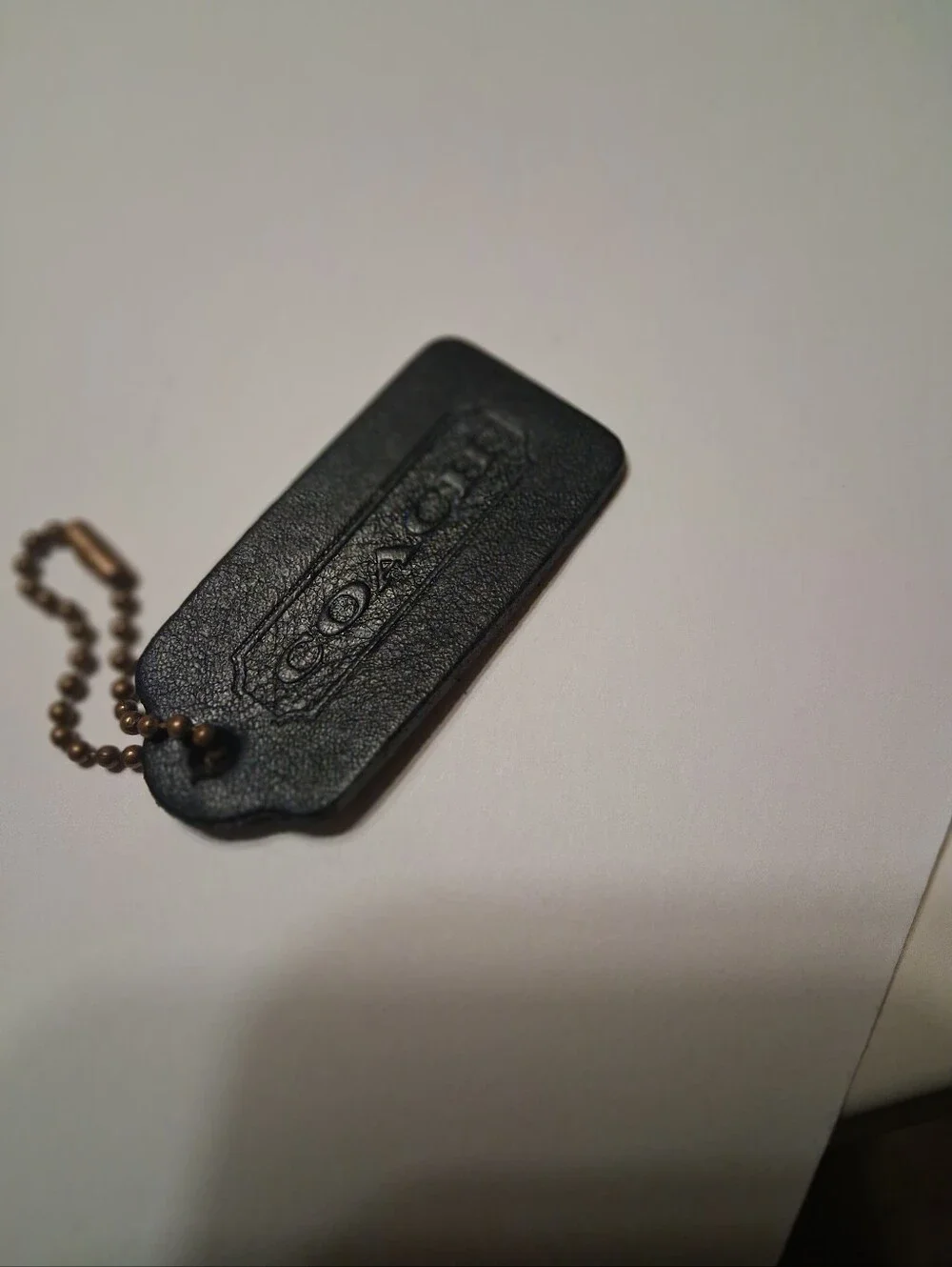 Vintage Coach Black Leather Replacement Hangtag Key fob Charm For Handbag Purse